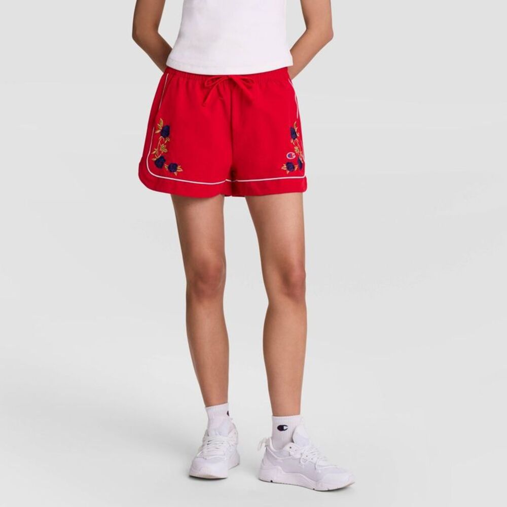 Champion Women's Goalkeeper Rose Embroidery Shorts - Red M